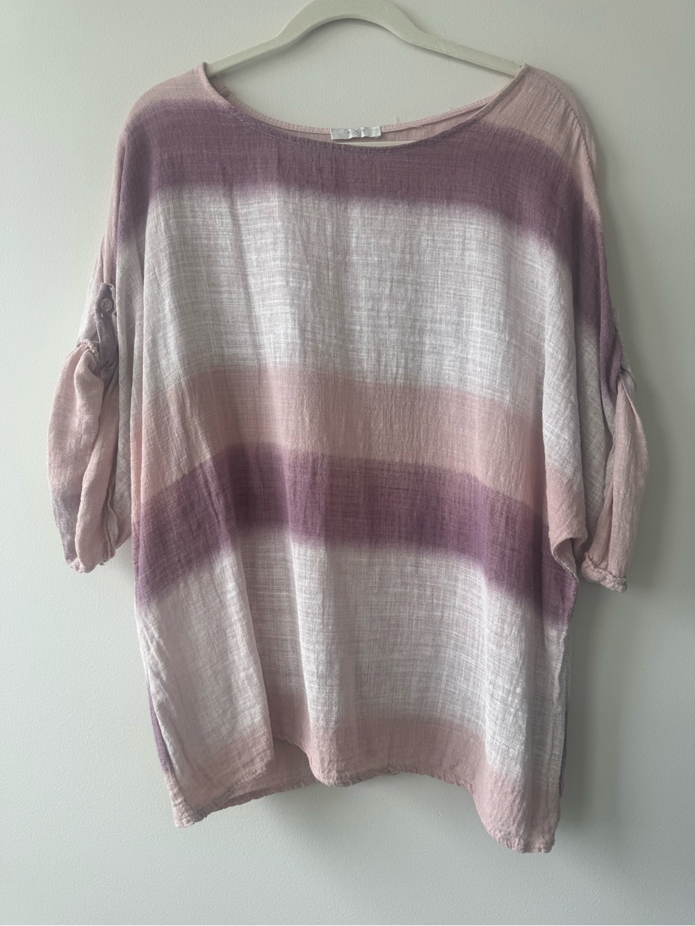 Boho Gauze Ombré Top Cotton Linen Blend Festival Beachy Lightweight Italy